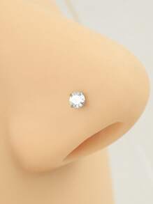 方晶鋯石裝飾鼻釘 - 白色 - 查看 1