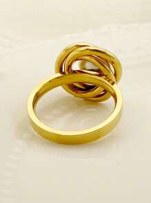 1 Nhẫn Trang Trí Ngọc Trai Giả Bằng Thép Không Gỉ Thời Trang Cho Nữ Làm Quà Tặng - Vàng - Xem 2