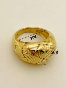 Mazuer Mazuer Golden European & American Vintage Fashion High-End Design Stainless Steel Exaggerated Big Head Women's Grid Pattern Ring, Perfect For Festivals, Parties, Dates, Gifts, Traveling & Vacation