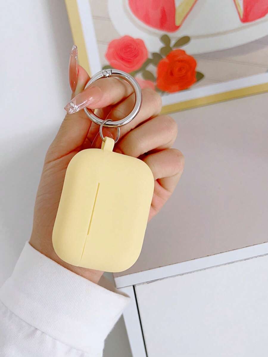 Solid Silicone Case Compatible With Airpods - Yellow - View 1