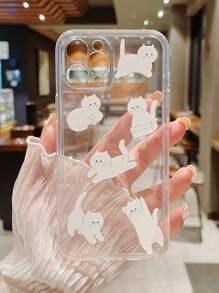 Cat Print Clear Phone Case - Multicolor - View 1