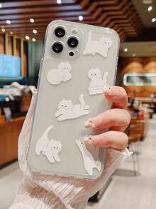 Cat Print Clear Phone Case - Multicolor - View 4
