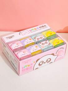 4 Cajas de plastilina maleable para niños con diseño de dibujos animados para modelar y moldear - Multicolor - Ver 2