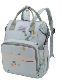 Bebé Mochila bolsa de pañal con patrón floral con etiqueta con letra detalle - Multicolor - Ver 1