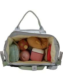 Bebé Mochila bolsa de pañal con patrón floral con etiqueta con letra detalle - Multicolor - Ver 8