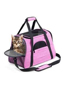 1pc Portable Pet Carrier Bag For Dog And Cat For Outdoor - Pink - View 6