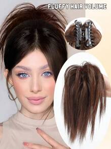 Claw Clip Short Straight Synthetic Hair Bun - Light Brown - View 1