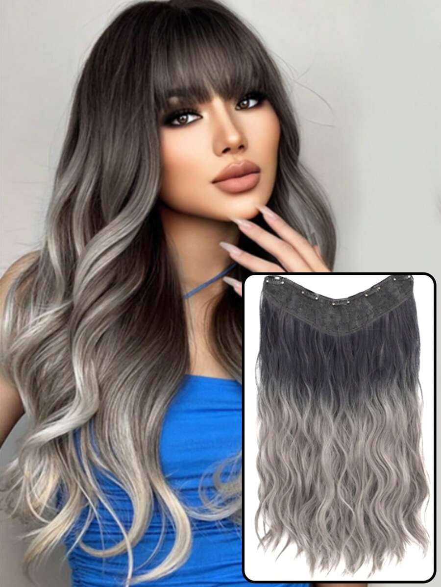 Ombre Long Curly Synthetic Hair Extension - Ombre - View 1