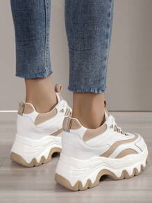 女性雙色前綁帶坡跟運動戶外運動鞋 - 彩色 - 查看 2