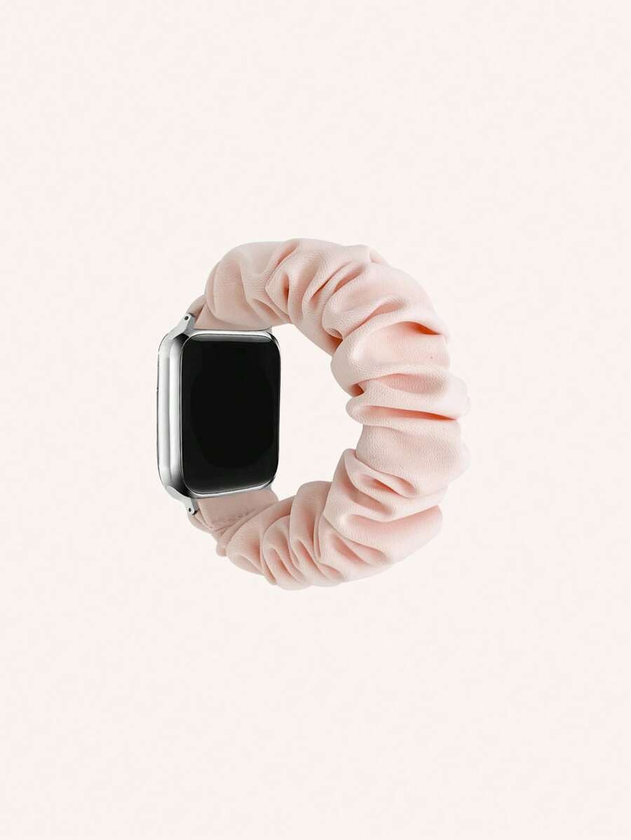 件全新粉紅髮圈設計織品錶帶，相容於Apple Watch 8/7/6/5/4/3/2/1/se/ultra，38 mm/40 mm/41 mm/42 mm/44 mm/45毫米/49 毫米 - 粉色 - 查看 1