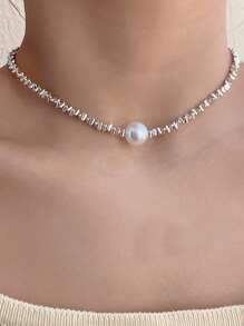 1 Vòng Cổ Nữ Ngọc Trai Đính Kim Cương Thời Trang & Ngắn Gọn, Món Quà Hoàn Hảo Cho Bạn Bè - Nhiều màu - Xem 2