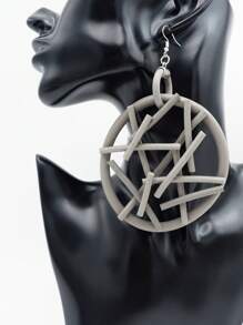 1對前衛橡膠圓形和棒裝飾耳墜適合女士適合派對裝飾用品 - 灰色 - 查看 1