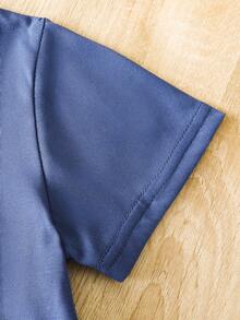 SHEIN Young Boy Summer Short Sleeve T-shirt With Truck Pattern - Navy Blue - View 4