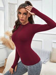 SHEIN Sport Studio Half Zip Thumb Hole Sports Sweatshirt Fall Sweatshirts