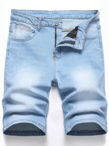 Manfinity Homme Men Slant Pocket Denim Shorts - Light Wash - View 1