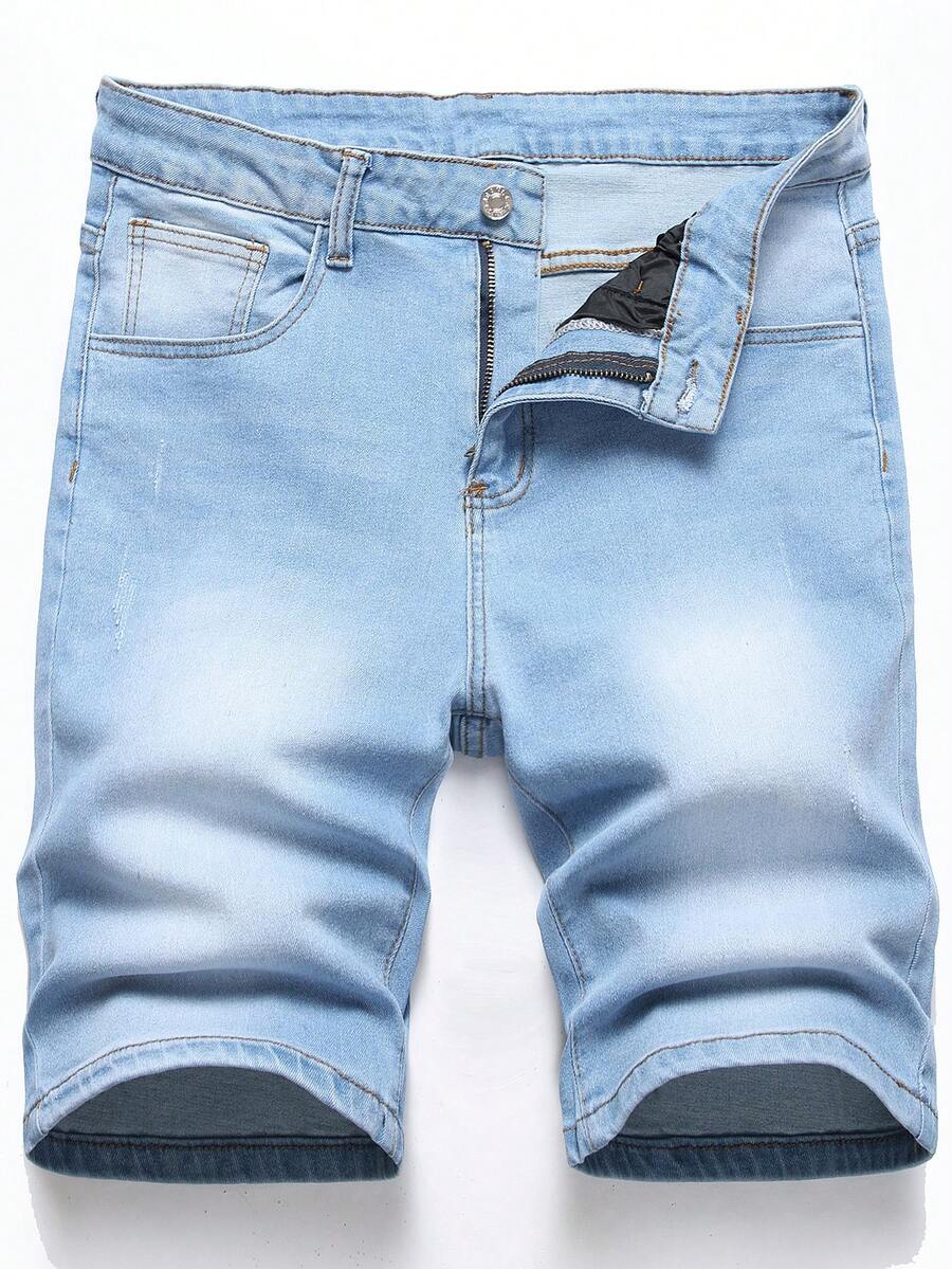 Manfinity Homme Men Slant Pocket Denim Shorts - Light Wash - View 1