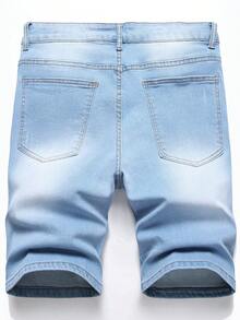 Manfinity Homme Men Slant Pocket Denim Shorts - Light Wash - View 2