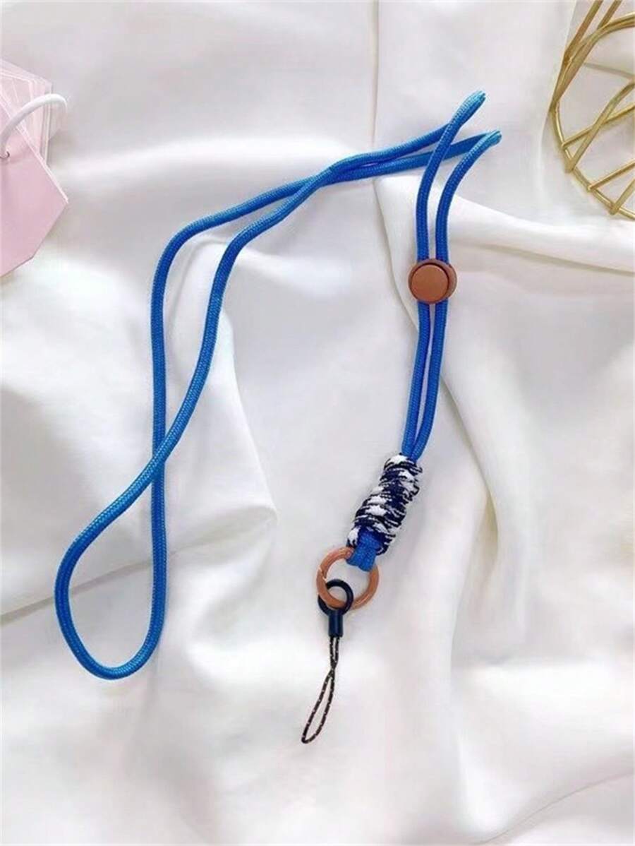 1入組編織撞色手機掛繩 - 藍色 - 查看 1