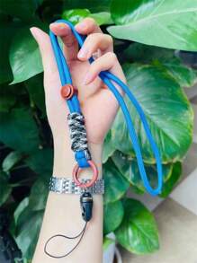 1入組編織撞色手機掛繩 - 藍色 - 查看 2