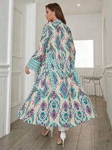 Al Najma 幾何印花腰帶阿拉伯罩袍 - 彩色 - 查看 2