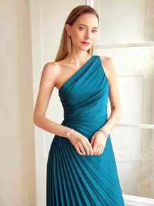 MOTF PREMIUM PLEATED ONE SHOULDER DRESS,HOLIDAY PARTY BIRTHDAY FORMAL EVENING OCCASSION