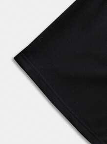 ROMWE MEN 男士標語圖案T恤和腰部抽繩短褲 - 黑色 - 查看 5