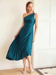 MOTF PREMIUM PLEATED ONE SHOULDER DRESS,HOLIDAY PARTY BIRTHDAY FORMAL EVENING OCCASSION
