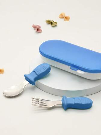 2 piezas Tenedor y cuchara con detalle de búho bebé para la vida diaria