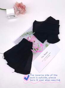 10對素色中筒襪 - 黑色 - 查看 4