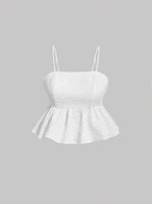 SHEIN MOD 大碼荷葉邊吊帶上衣 - 白色 - 查看 1