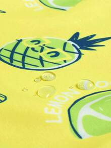 Surfspeed Men Fruit Print Drawstring Waist Swim Trunks - Yellow - View 4