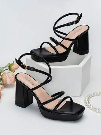 優雅踝帶平底涼鞋適用於女士多帶粗跟涼鞋