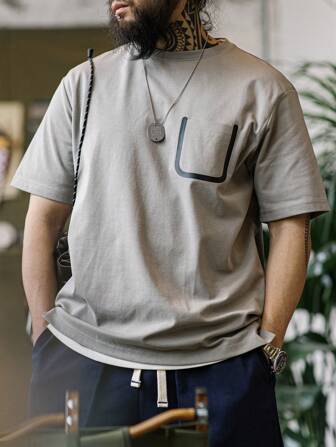 男士口袋貼布T恤