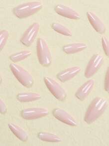 Upgrade Your Look 24PCS Long Almond Nails Nude Color Simple Solid Color Daily Wear Nails With 1 File And 1 Piece Of Jelly Gel Suitable For Women Press On Nails Nail Supplies