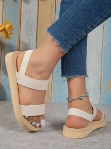 時尚戶外運動涼鞋適用於女士多帶極簡涼鞋 - 米色 - 查看 2