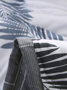 1pc Leaf Pattern Bedspread, Modern Fabric Quilt For Bedroom - Black and White - View 3