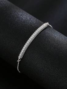 1 Vòng Tay Trang Trí Bằng Đồng Đính Đá Cubic Zirconia Quyến Rũ Cho Phụ Nữ Cho Cuộc Sống Hàng Ngày - Bạc - Xem 2