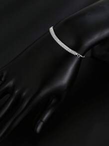 1 Vòng Tay Trang Trí Bằng Đồng Đính Đá Cubic Zirconia Quyến Rũ Cho Phụ Nữ Cho Cuộc Sống Hàng Ngày - Bạc - Xem 3