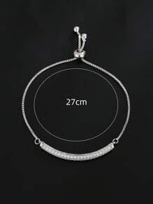 1 Vòng Tay Trang Trí Bằng Đồng Đính Đá Cubic Zirconia Quyến Rũ Cho Phụ Nữ Cho Cuộc Sống Hàng Ngày - Bạc - Xem 4