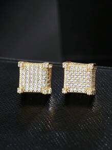 1 Pair Ear Studs For Women Men Fashion Shiny Classic Rhinestone Stud Earrings Jewelry Gift - Yellow Gold - View 1