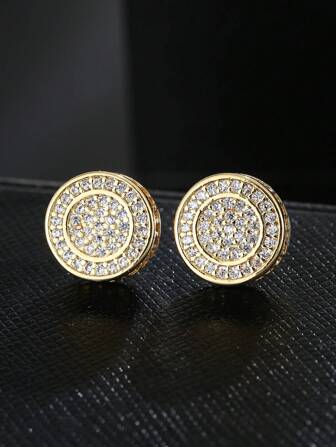 Herr Kubik Zirkonium Dekoration Runda Örhängen med knoppar Koppar Stickbloss Hip Pop    Stil , För Smycke Presenter Och Party