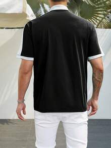 Manfinity Homme Men Plus Contrast Trim Polo Shirt - Black - View 2