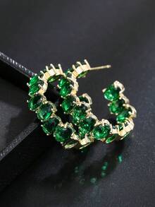 水鑽裝飾開口耳環 - 彩色 - 查看 5