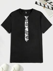 Manfinity Hypemode Men Floral Tie Print Tee - Black - View 1