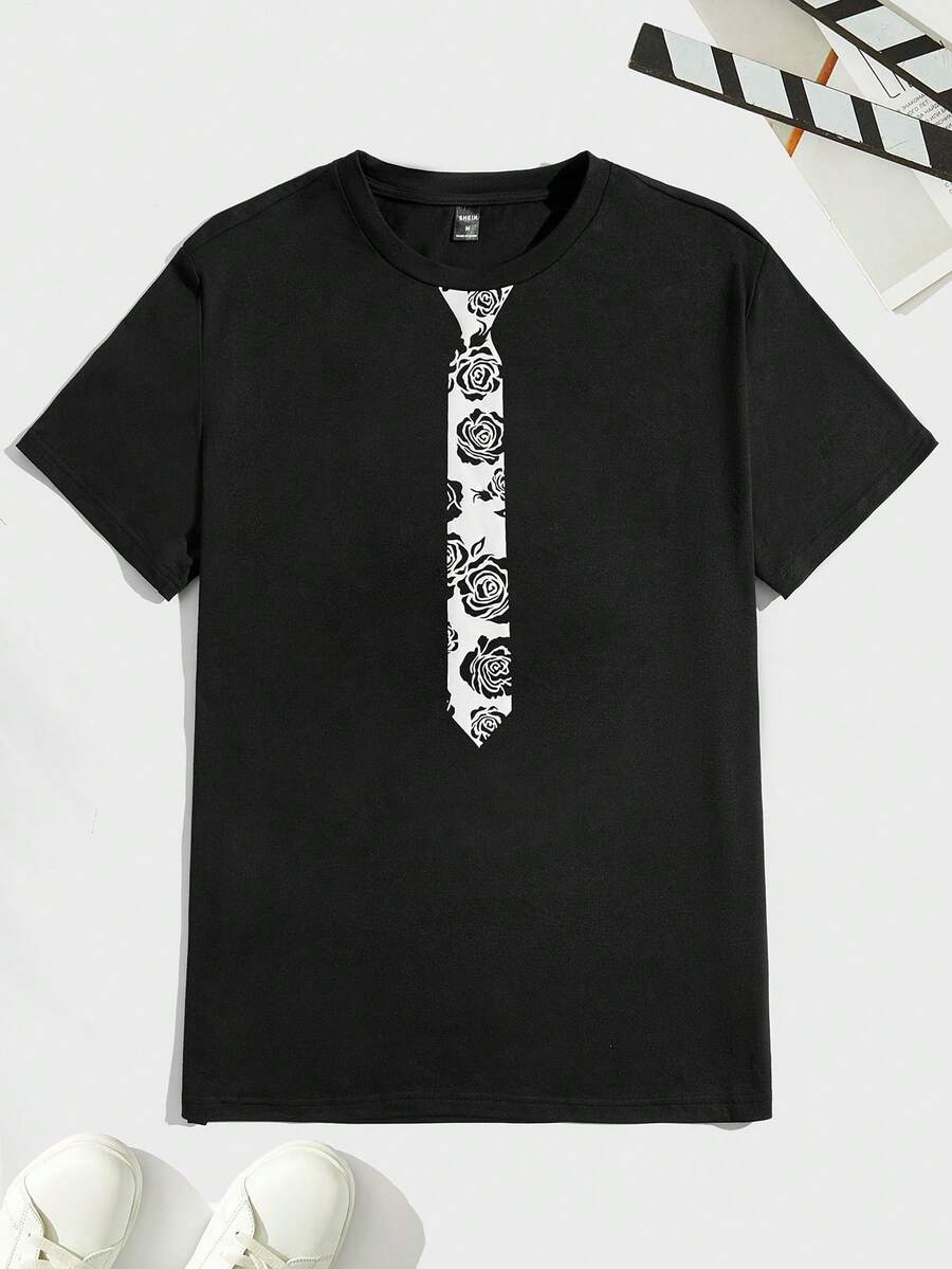 Manfinity Hypemode Men Floral Tie Print Tee - Black - View 1