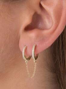 1 Stück Ohrringe mit Glamourös Kupfer Kubischem Zirkonia & Kette, Für Frauen für Date Geschenk