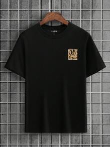 Men Slogan Graphic Tee - Black - View 2