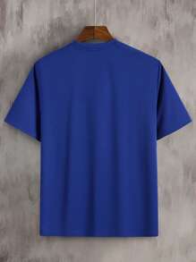 Hombres Camiseta con estampado de letra - azul real - Ver 2