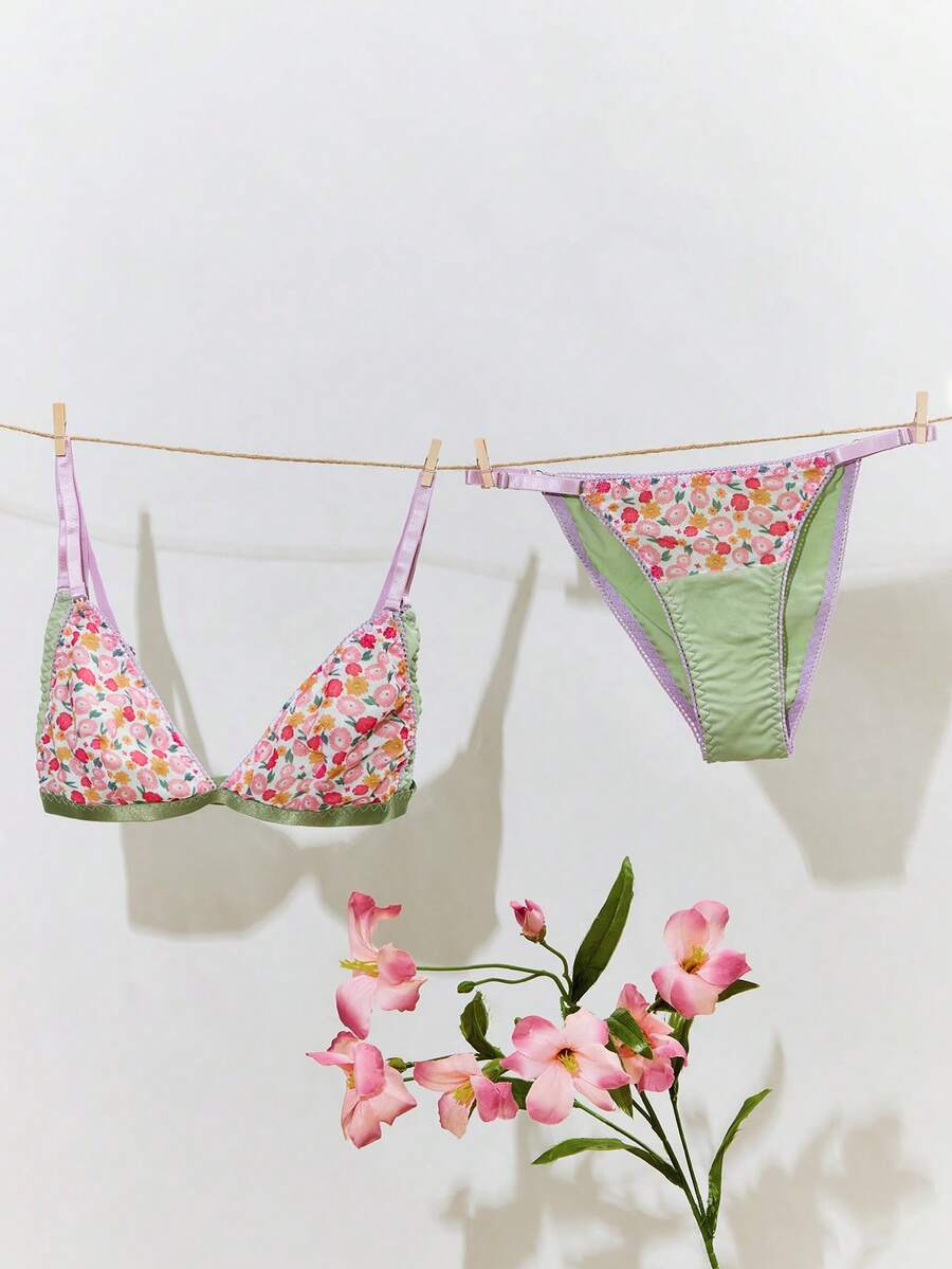 Set de lencería con estampado floral - Multicolor - Ver 1