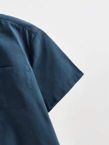 SHEIN 男孩小立領口袋貼布襯衫 - 藏蓝色 - 查看 4